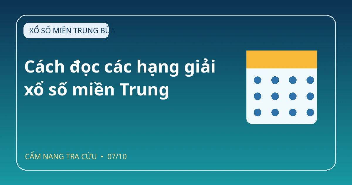 Minh họa các hạng giải xổ số miền Trung với lịch quay và dữ liệu xổ số