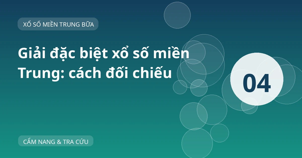 Ảnh bìa “Giải đặc biệt xổ số miền Trung: cách đối chiếu”, nền xanh và số thứ tự 04.