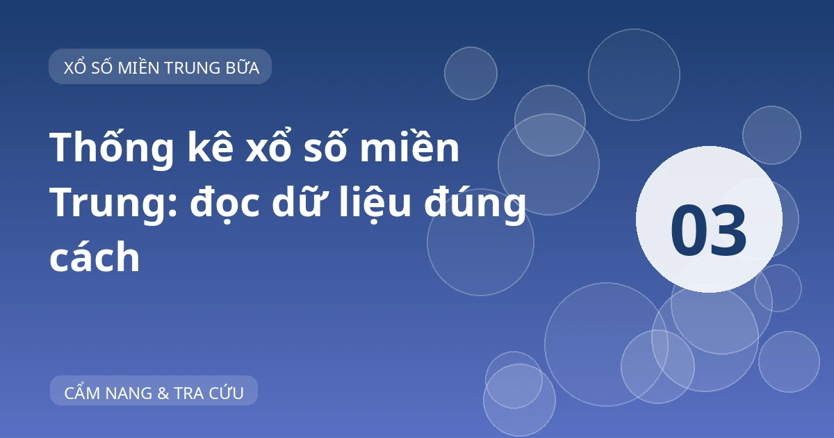 Ảnh bìa “Thống kê xổ số miền Trung: đọc dữ liệu đúng cách”, nền xanh và số thứ tự 03.